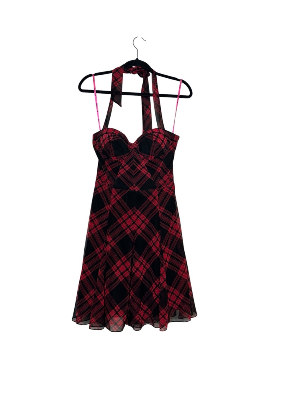 Vintage Betsey Johnson Punk Grunge Red Tartan Sleeveless Dress